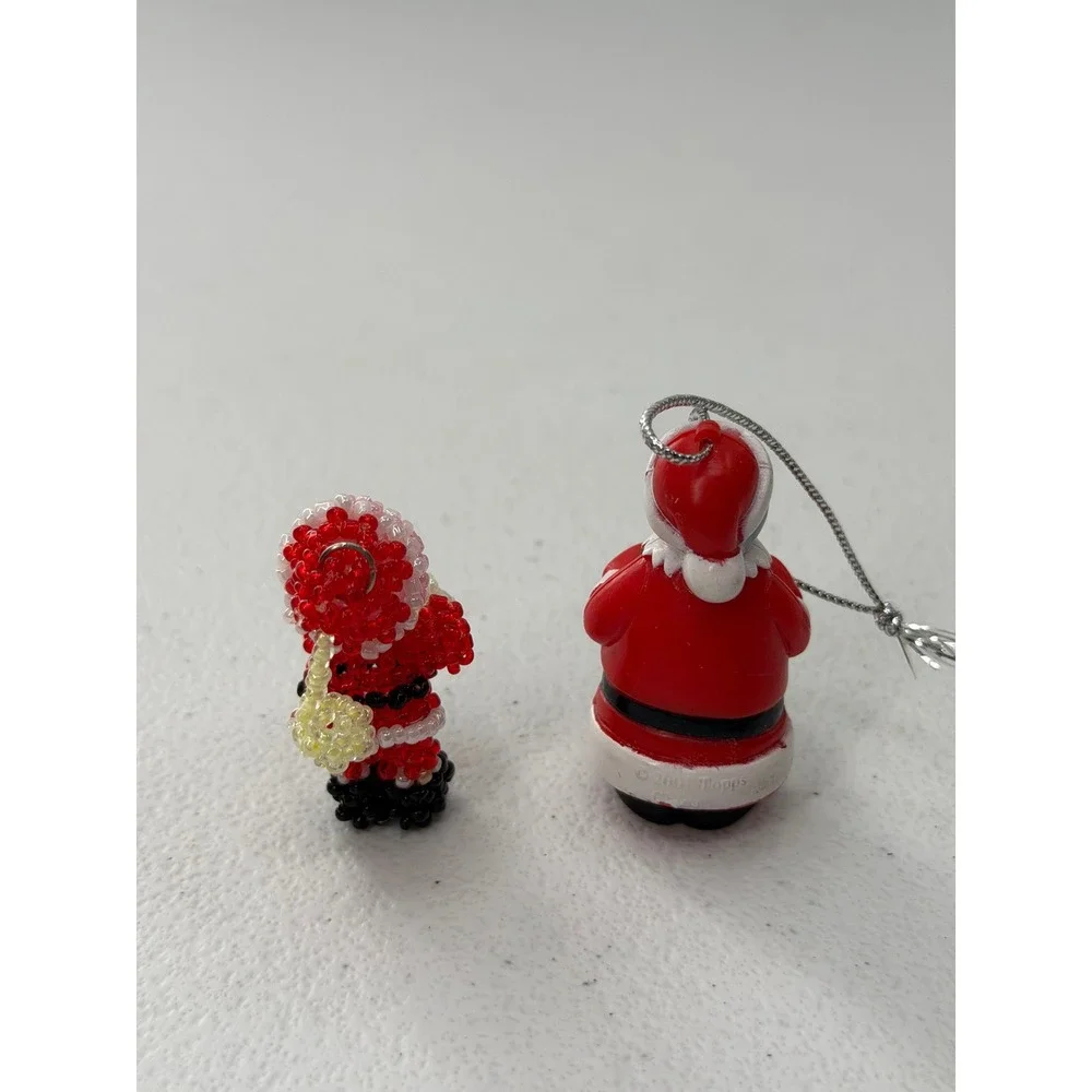 Vintage Mrs Claus Topps 2001 Beaded Santa Christmas Ornaments Set Holiday Decor